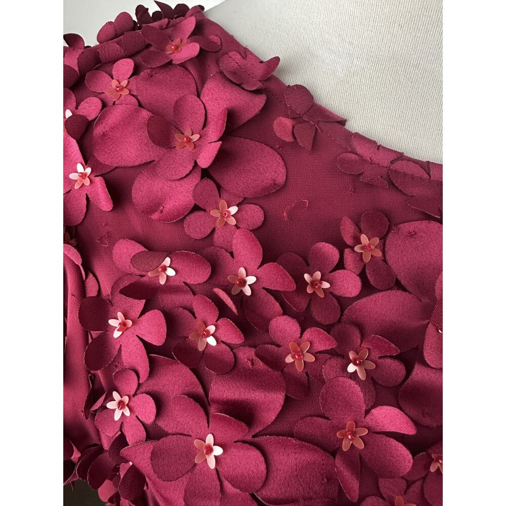 *Flawed Anthropologie Varun Bahl Rosemarie 3D Floral Top Whimsy Raspberry Size 8 - Picture 8 of 16